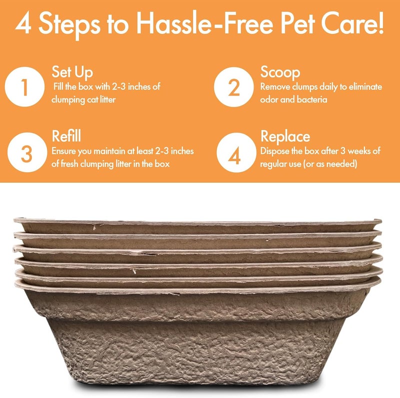 Animaru Disposable Litter Boxes (Brown, Large 6-Pack) - Image 2